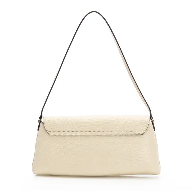 【JIMMY CHOO】Diamond Shoulder E/W(蜥蜴紋印花皮革包-白/金)