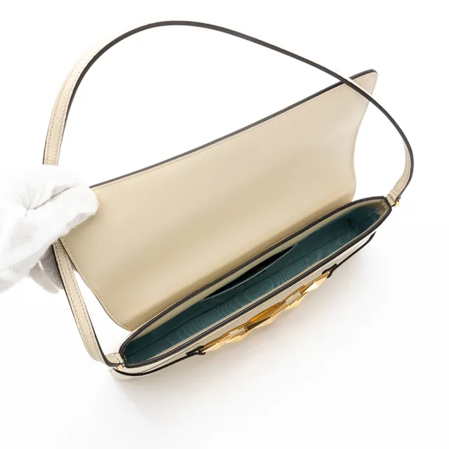 【JIMMY CHOO】Diamond Shoulder E/W(蜥蜴紋印花皮革包-白/金)