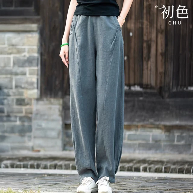 棉麻寬褲