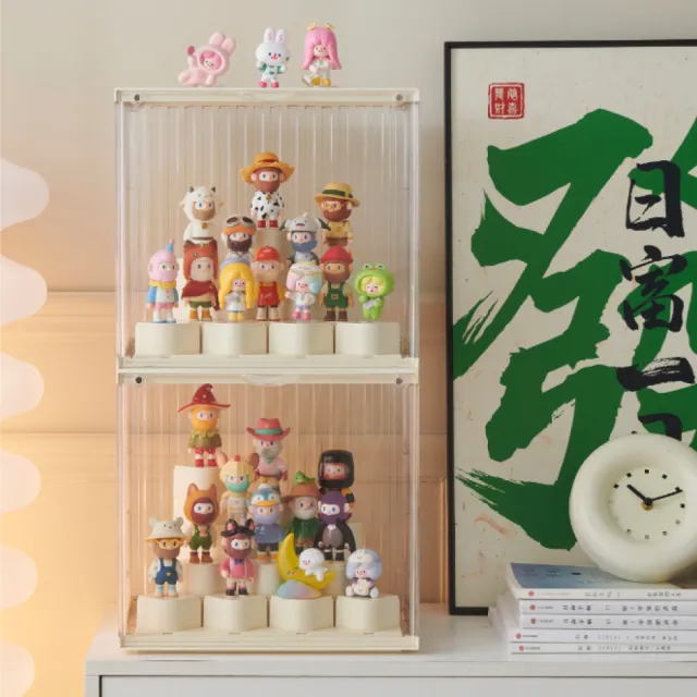 【FL 生活+】貨櫃積木-大型款-磁吸門透明展示盒(展示架/展示盒/模型收納盒/盲盒/扭蛋/模型公仔/A_490)