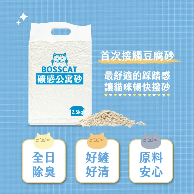 【貓老闆Bosscat】礦感公寓砂 8包組 2.4公斤／包(豆腐貓砂、仿礦豆腐砂、豆腐砂)