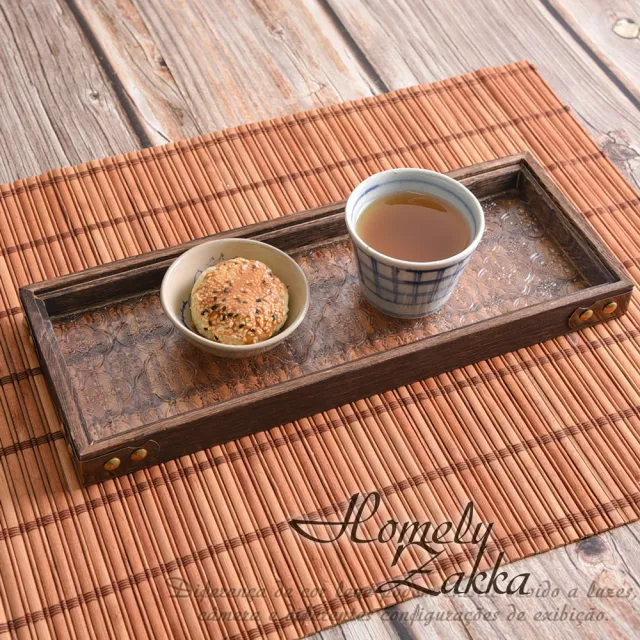 【Homely Zakka】北歐復古木質海棠花輕奢玻璃托盤/餐盤/置物盤_2款任選(防滑托盤 收納盤 餐廳托盤 大托盤)