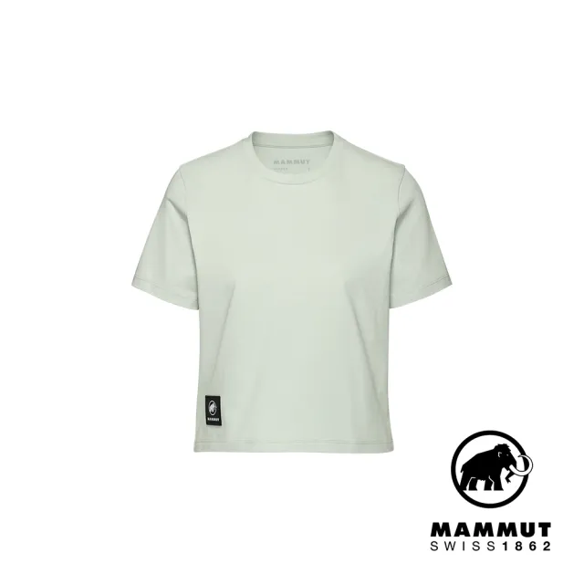 【Mammut 長毛象官方直營】Massone T-Shirt Cropped Patch 有機棉短版短袖T恤 鼠尾草銀綠 女款 #1017-05180
