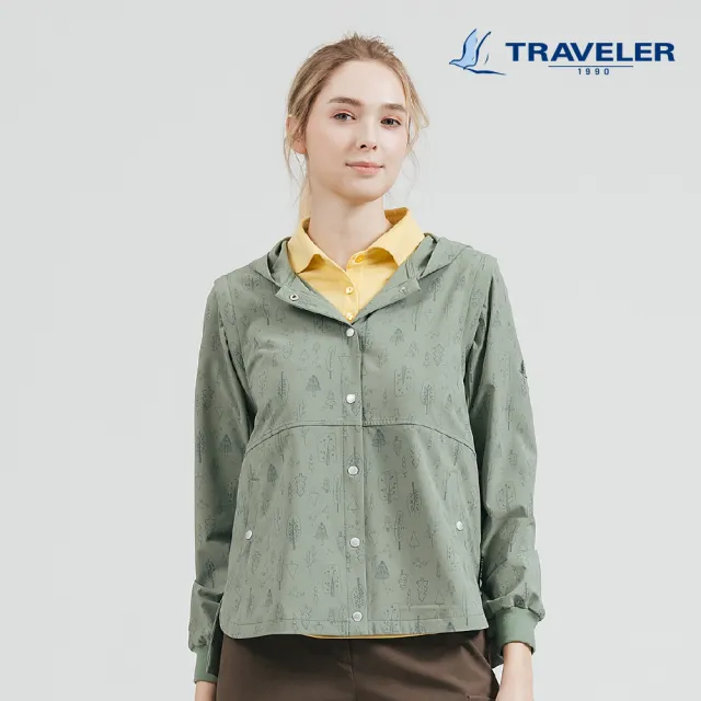 【TRAVELER 旅行者】女款印花涼感可拆袖彈性吸排抗UV外套|251TR218(涼感/彈性/吸排/抗UV/一件兩穿)