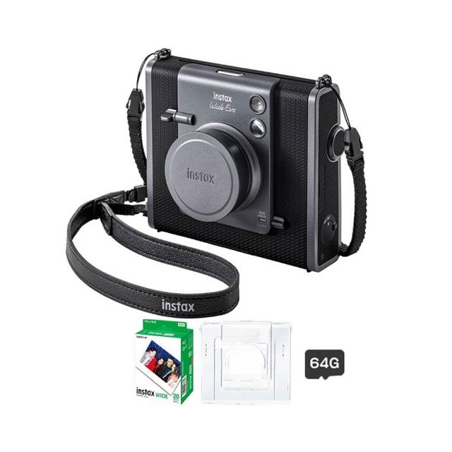 【FUJIFILM 富士】Instax WIDE EVO 混合式數位拍立得相機 原廠公司貨(水晶殼10張底片64G記憶卡超值組)
