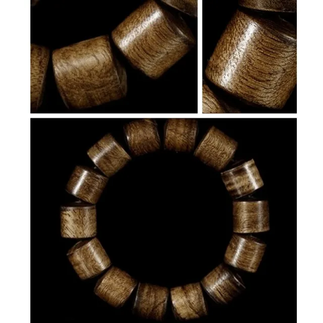 【八方開運】印尼加里曼丹沉香黑油老料桶珠佛珠手鍊(14mm15顆桶珠款文玩木手鍊男女皆適用)