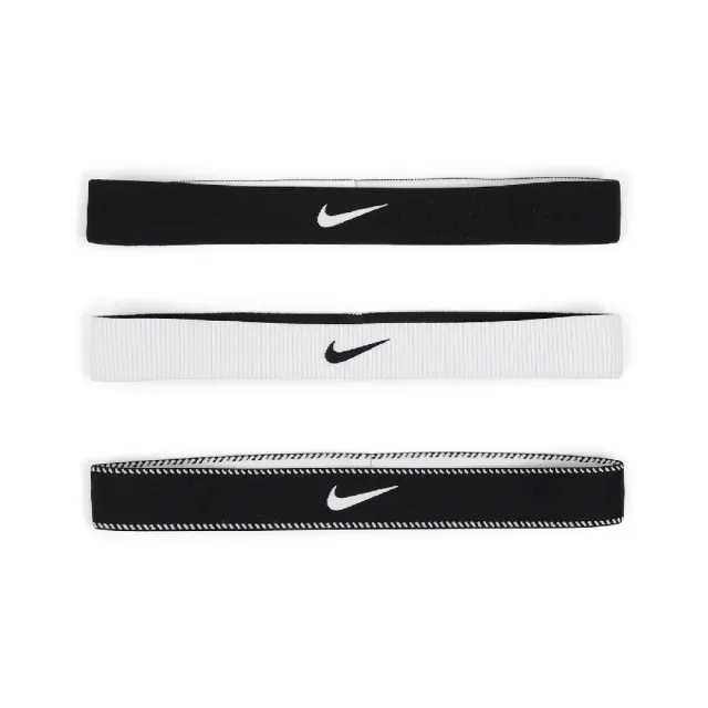 【NIKE 耐吉】寬版頭帶 Flex 黑 白 矽膠止滑 防滑 運動 3入裝(N101193203-6OS)