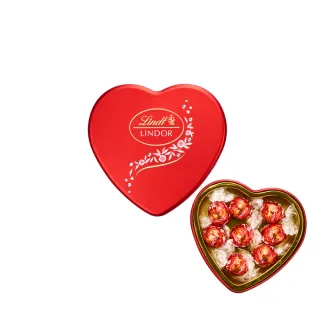 【Lindt 瑞士蓮】Lindor夾餡牛奶巧克力8入(心型鐵盒 96g 情人節禮物)
