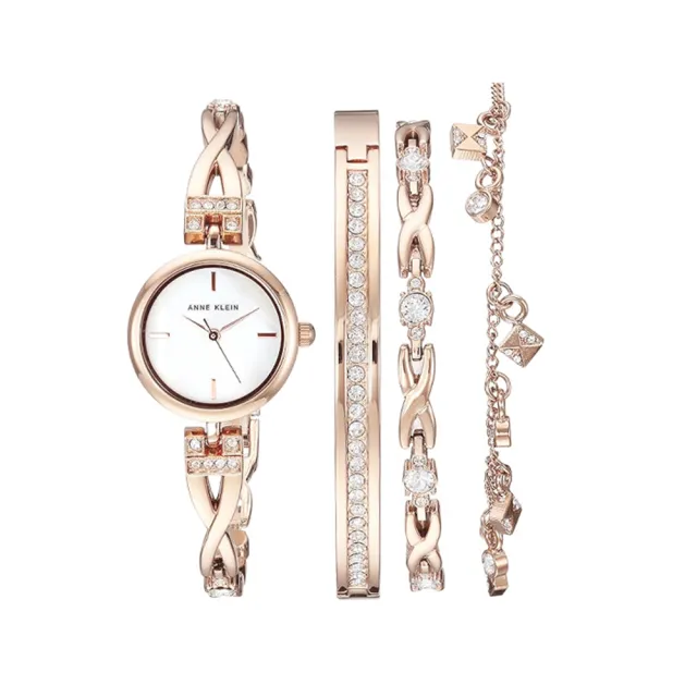 【ANNE KLEIN】母親節 送禮 時尚造型閃耀手錶x手鍊禮盒組(多款可選)