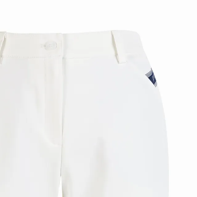 【PING】女款高彈力涼感高爾夫九分喇叭褲-白(防潑水/抗UV/日本素材/GOLF/高爾夫球褲/RE25101-87)