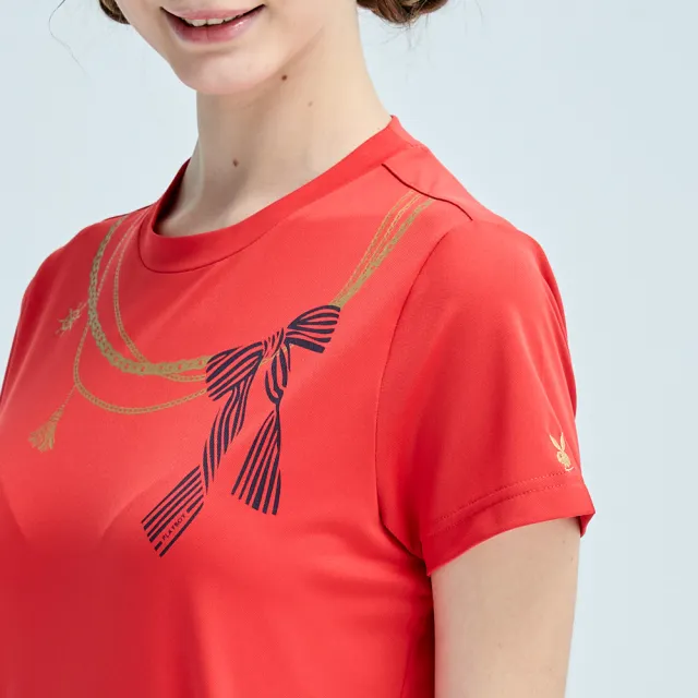 【PLAYBOY GOLF】女款蝴蝶結抗UV短袖圓領T恤-紅(吸濕排汗/抗UV/高爾夫球衫/KA25131-18)