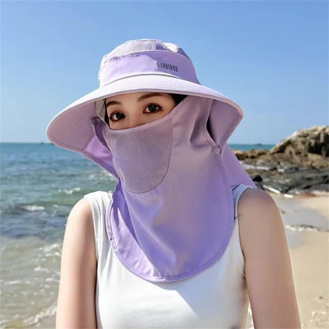 【KT DADA】大帽簷 遮陽帽 披肩遮陽帽 韓版 女生帽子 帶馬尾孔 透氣 沙灘帽 面罩帽 防曬帽 遮臉