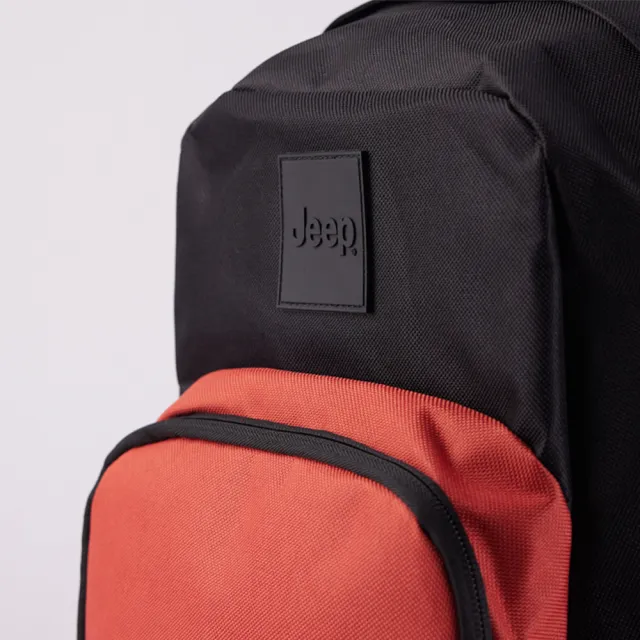【JEEP】多功能品牌LOGO後背包(黑橘色)