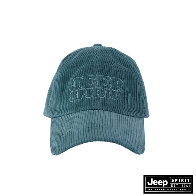 【JEEP】燈心絨刺繡LOGO棒球帽(藍綠色)