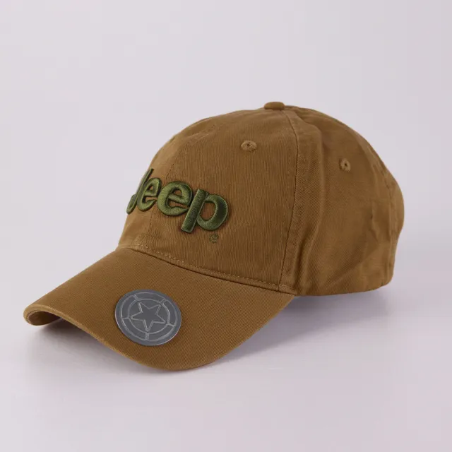 【JEEP】帥氣造型金屬標LOGO棒球帽(土黃色)
