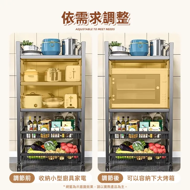【Ashley House】60面寬-移動式多功能收納架置物架(鐵架 收納架 廚房架 臥室架 浴室架 陽台架)