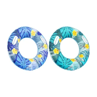 【Gordi】大浮力成人印花遊泳圈 帶把手防側翻浮力圈 加厚戶外救生圈 海邊 戲水 造型圈(附贈打氣筒)