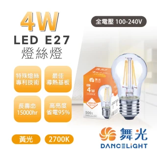 【DanceLight 舞光】3入組 4W 燈絲燈泡 燈絲燈 復古燈泡 愛迪生燈泡 E27(採用特殊燈絲專利技術)