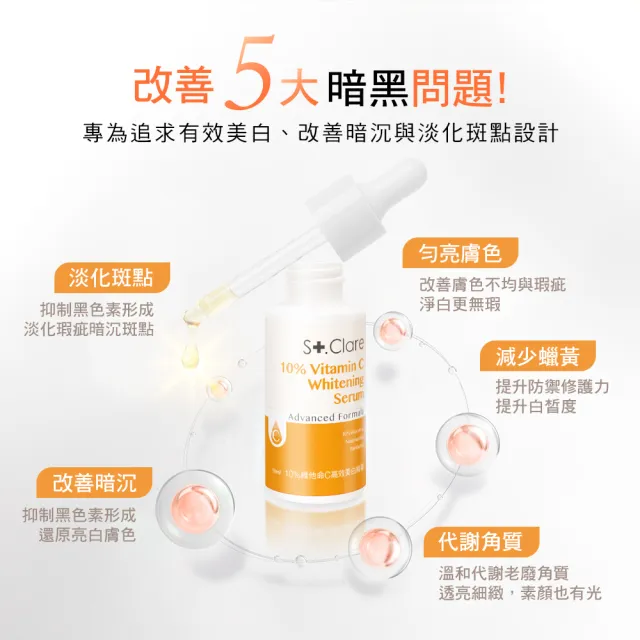 【St.Clare 聖克萊爾】10%維他命C高效美白精華30ml