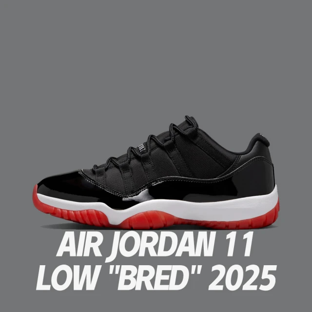 【NIKE 耐吉】休閒鞋 Air Jordan 11 Low Bred 2025 經典回歸 黑白紅 男鞋 FV5104-006