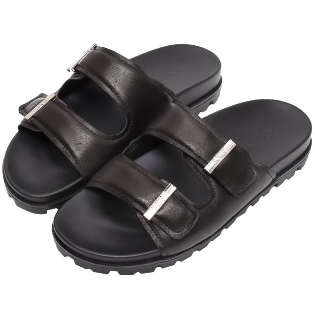 【Ann’S】ANNSTAR 小柔SOULIN聯名-走出自信牛皮厚底涼拖鞋3cm(黑)