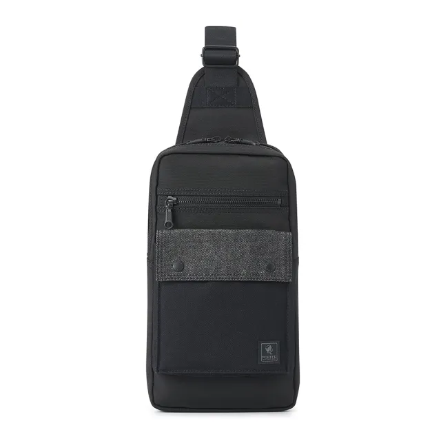 【PORTER INTERNATIONAL】牛仔拼接PATCH WORK單肩包(黑)