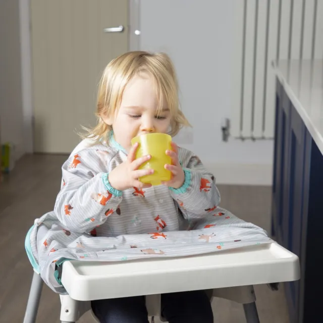 【英國BiBADO】防水嬰兒圍兜 長袖款 吃飯圍兜 防髒耐污(多款可選 副食品 自主進食 畫畫衣)