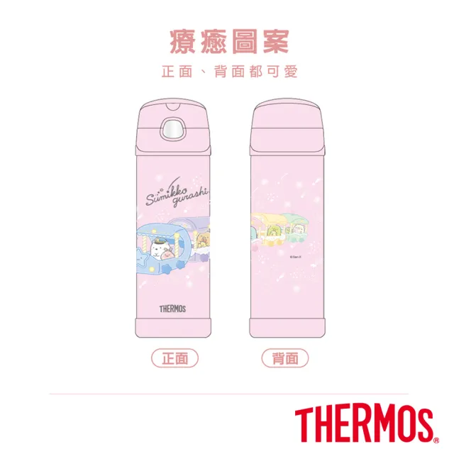 【THERMOS 膳魔師】角落小夥伴不鏽鋼真空兩用保冷瓶兒童水壺470ml(F4021CSG)