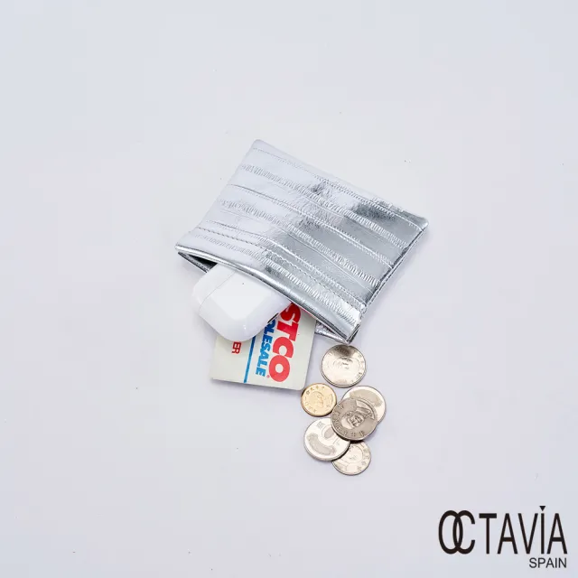 【OCTAVIA 8】雙11 超魅力金屬時尚彈壓多用途短夾零錢包 十足銀(零錢包 萬用小包)