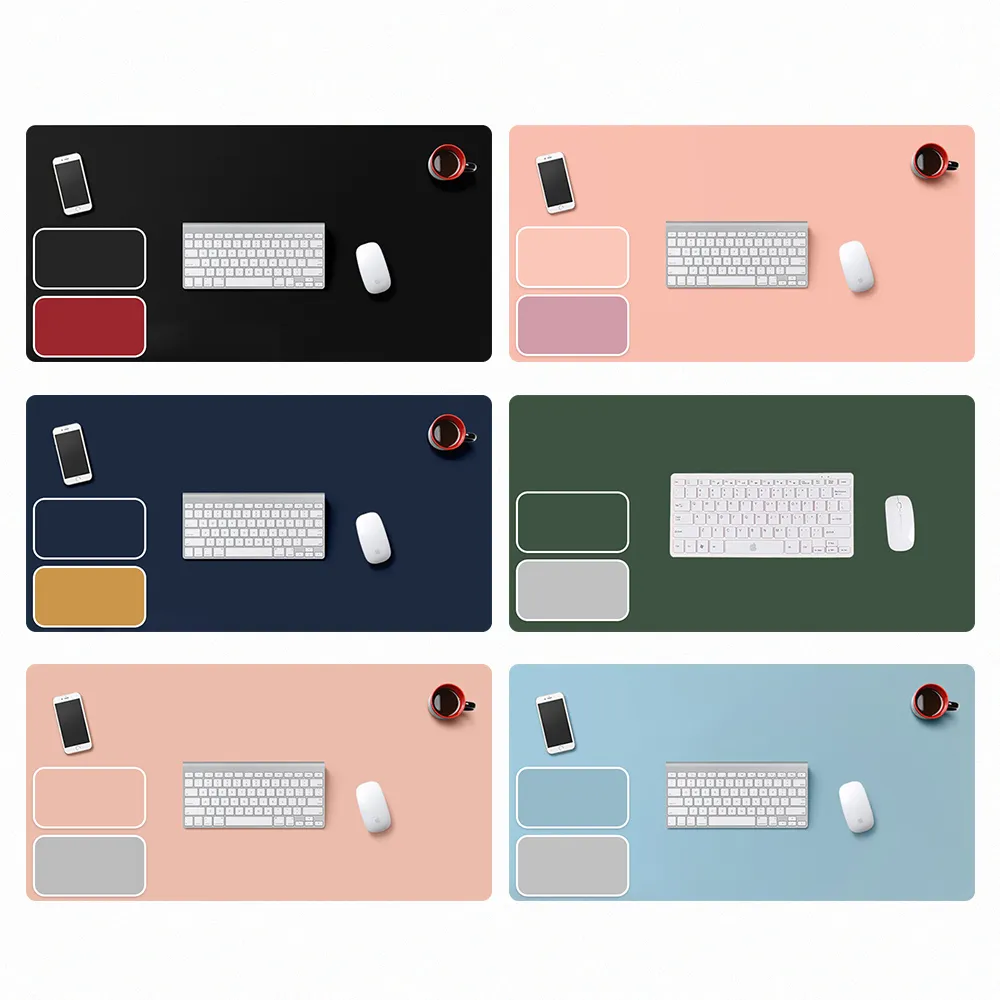 【HH】時尚雙色皮革滑鼠墊 雙色款-大款 80x40cm(滑鼠墊/餐桌墊/辦公桌墊/桌墊/防水抗污)