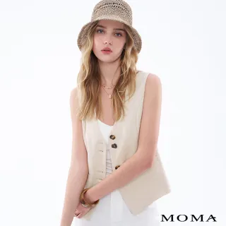 【MOMA】米白棉麻質感馬甲背心(杏色)