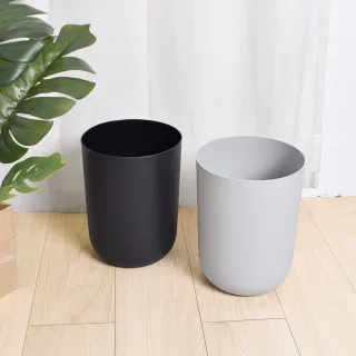 【Life+】日系無印風 圓形無蓋單層垃圾桶8L_2入組(居家美化 無印風 垃圾分類)