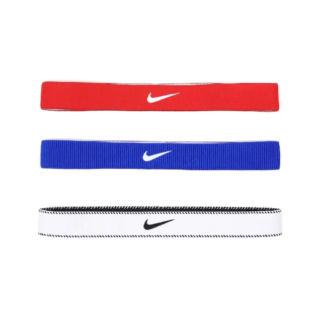 【NIKE 耐吉】頭帶 Flex Wide Headbands 紅 藍 白 止滑 防滑 寬版 3入裝(N101193264-8OS)