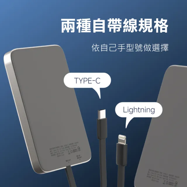 【Meet Mind】吸附式線充行動電源-Lightning鋁合金款