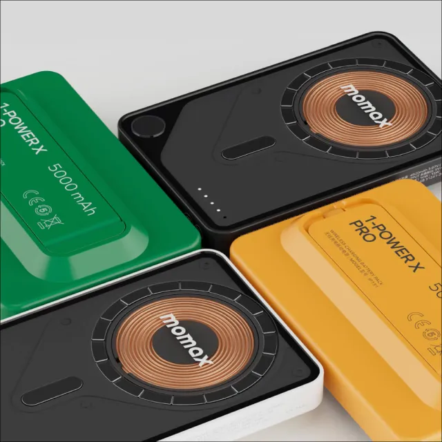 【Momax】1-Power X Pro 5000mAh 1孔輸出 磁吸內建USB-C線行動電源 附支架(無線/Magsafe/自帶線)