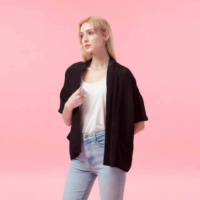 【ICHE 衣哲】Cop.Copine法式輕盈嫘縈寬鬆短袖罩衫外套