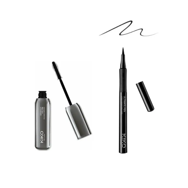 【KIKO MILANO】濃密睫毛精緻個性眼妝系列 2件組 睫毛膏＋眼線液筆(睫毛膏／眼影／眼線筆／眼妝／眼彩)