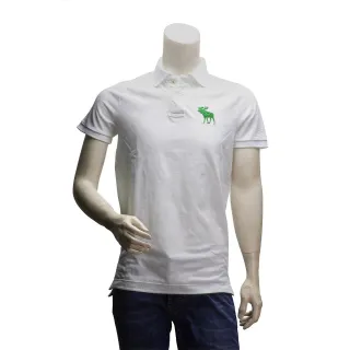 【Abercrombie & Fitch】綠麋鹿POLO衫(男-白-M-608973281)