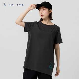 【a la sha】à繡花反摺短袖T