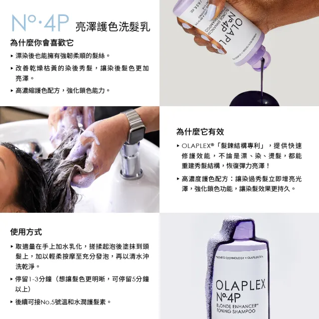 【OLAPLEX 歐啦】4P號亮澤護色洗髮乳250ml(矯色/鎖色/歐拉)