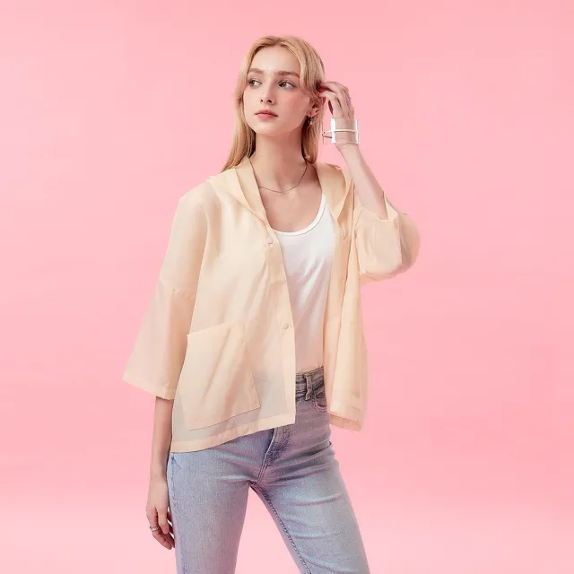 【ICHE 衣哲】Cop.Copine法式寬鬆連帽七分袖上衣外套