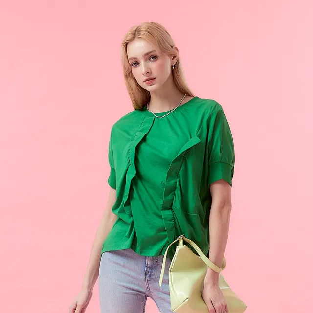 【ICHE 衣哲】Cop.Copine法式設計款手工拼接不規則輪廓造型上衣