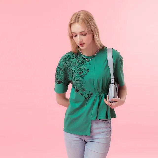 【ICHE 衣哲】Cop.Copine法式設計款抓褶鬆緊抽皺不規則超顯瘦造型上衣