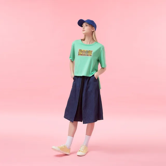 【ICHE 衣哲】Cop.Copine法式簡約丹寧雙打摺挺版褲裙設計造型寬褲