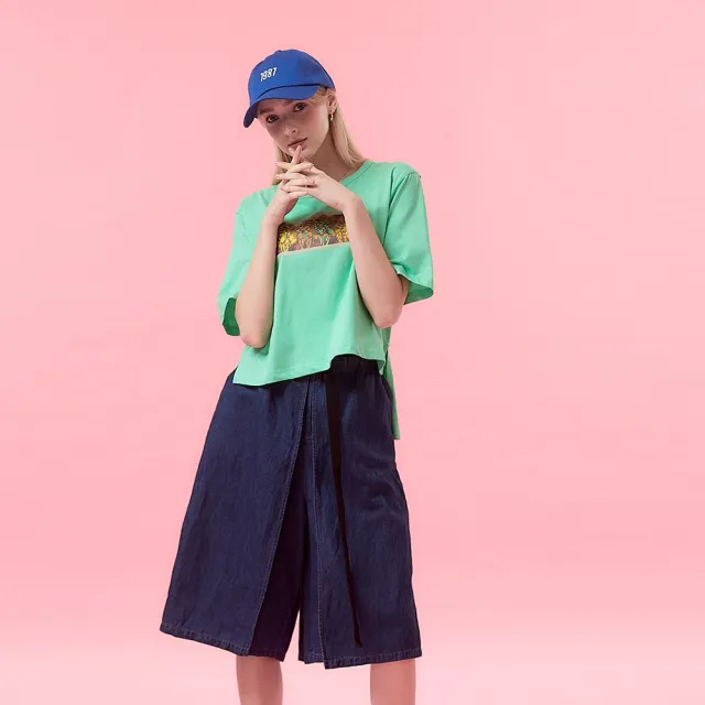 【ICHE 衣哲】Cop.Copine法式簡約丹寧雙打摺挺版褲裙設計造型寬褲