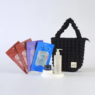 【阿嬤的配方】獨家美妝袋 腿部循環代謝套組(經典足貼x4包+精油按摩乳200ml+漫步輕盈足浴鹽20g)