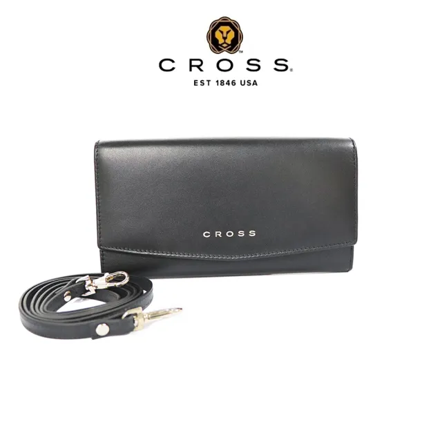【CROSS】直播限定 限量1折 頂級小牛皮肩背包WOC 碧雅系列 全新專櫃展示品(黑色)