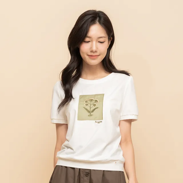 【perng yuh 芃諭名品】花卉植然 刺繡 縮口 T恤(2025 SS Collection|4A春夏新品上市)