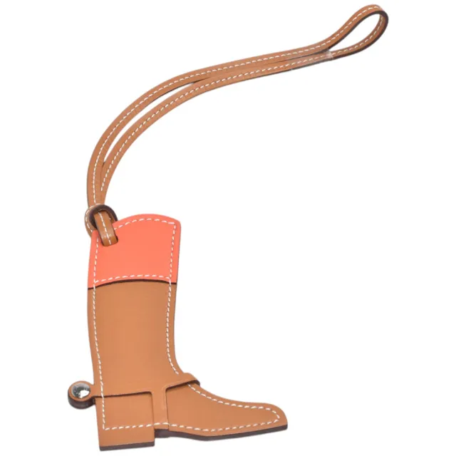 【Hermes 愛馬仕】Paddock Boot Butler Swift 小牛皮皮靴吊飾(咖/橘紅H069716CK-ORANGE)
