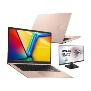 【ASUS】+24型螢幕組★14吋13代i7輕薄16G筆電-蜜誘金(VivoBook X1404VA/i7-1355U/16G/1TB SSD/W11)